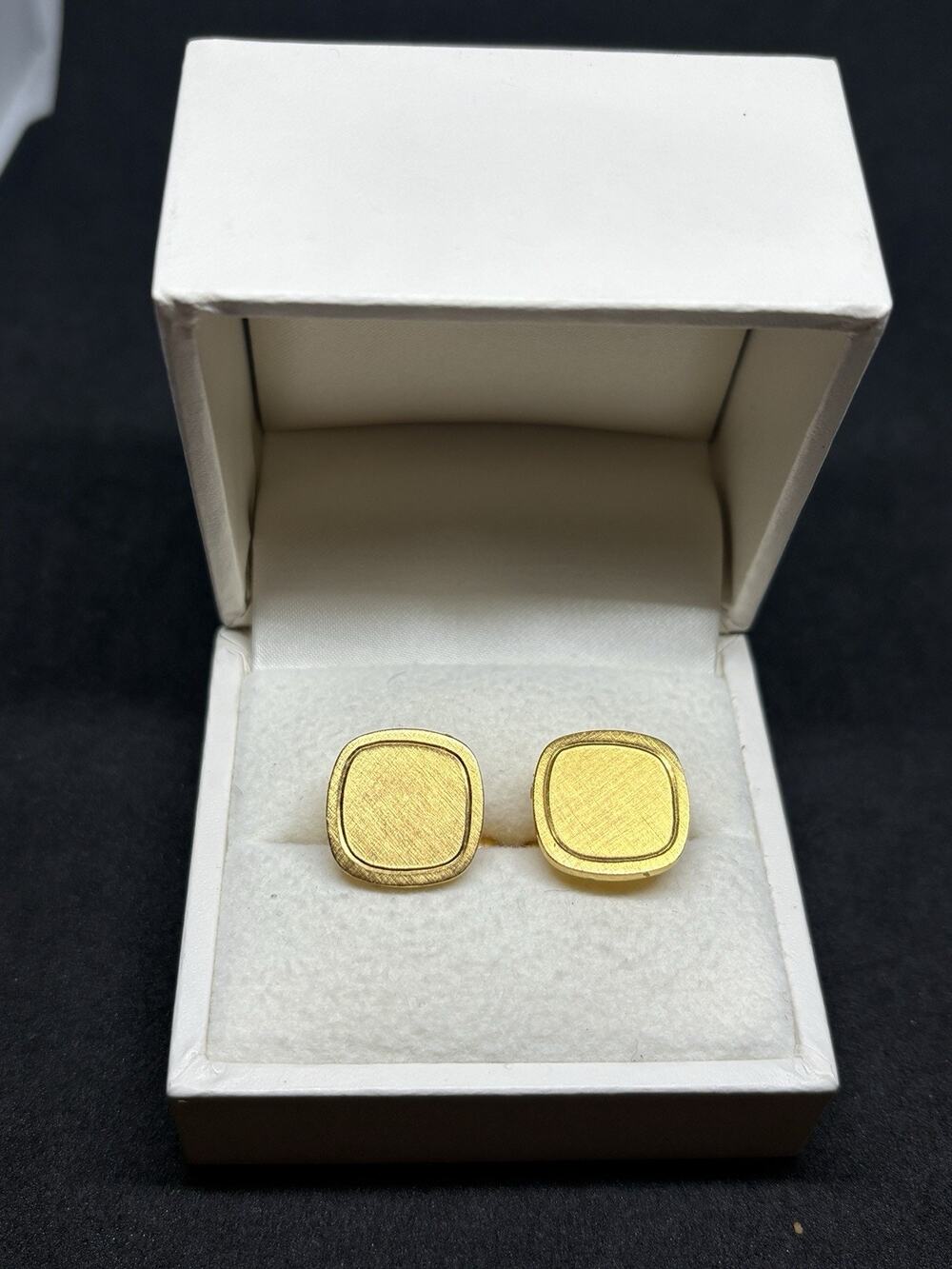Vintage Christian Dior Gold Tone Cufflinks Brushed Square Signed Men Jewelry